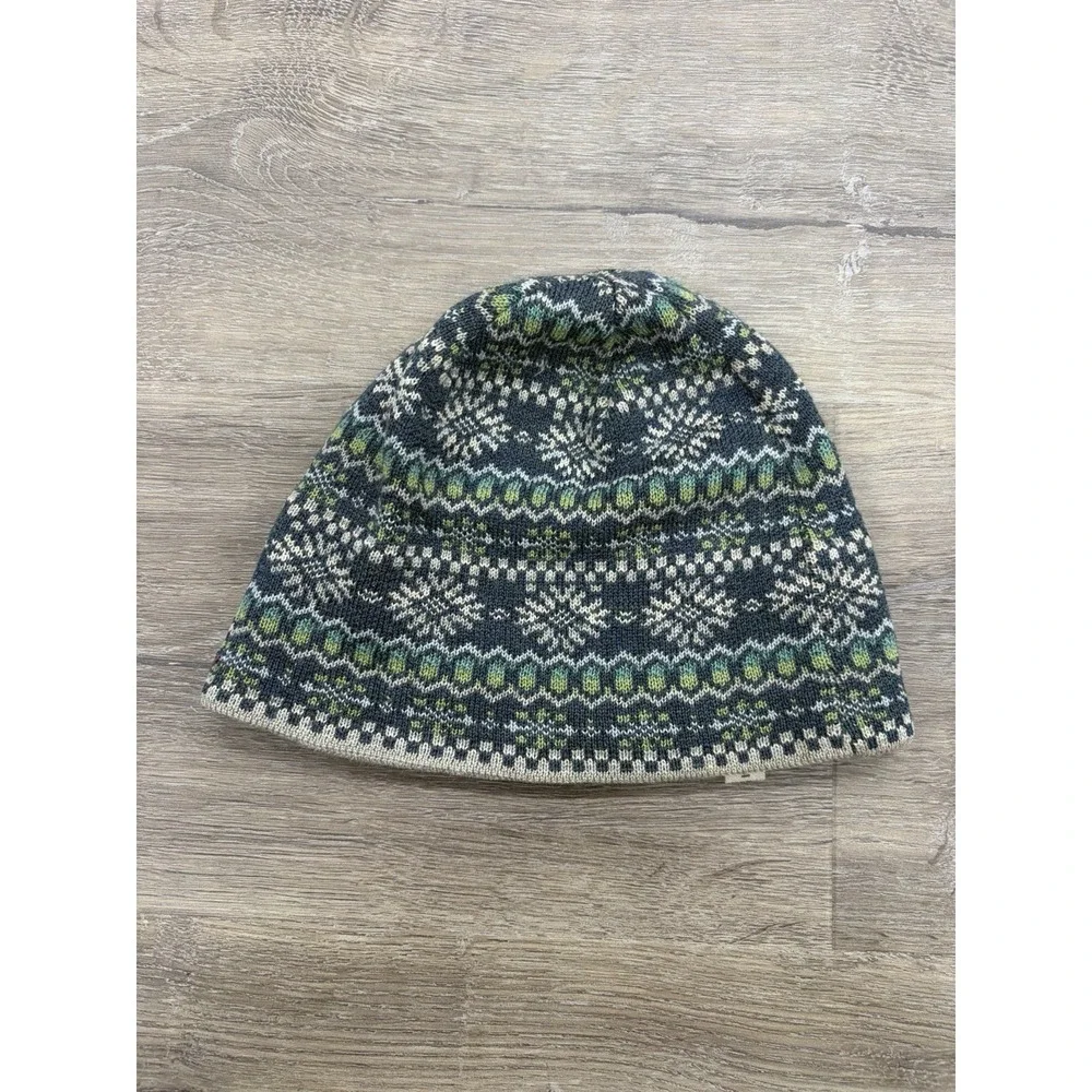 Smartwool Kids Merino Wool Beanie Youth Fair Isle Snowflake Ski Hat Green